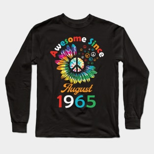 Funny Birthday Quote, Awesome Since August 1965, Retro Birthday Long Sleeve T-Shirt